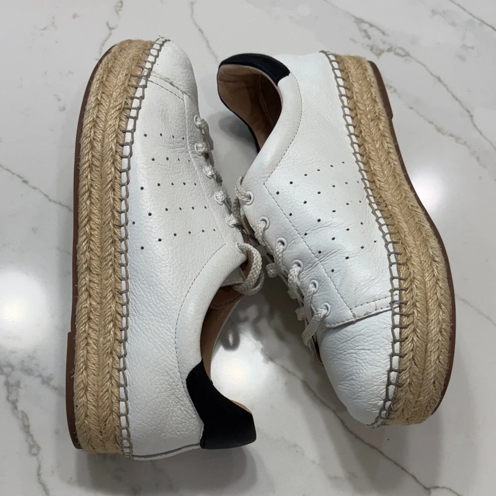 Vince Camuto leather White and Black Espadrille Sneakers